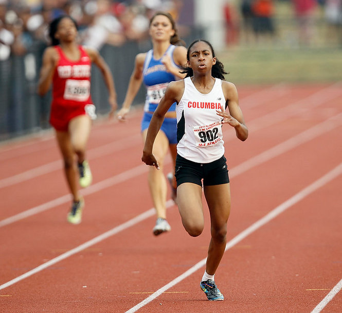Olivia Baker, a freshman at Columbia High, wins 400 meters at Meet of